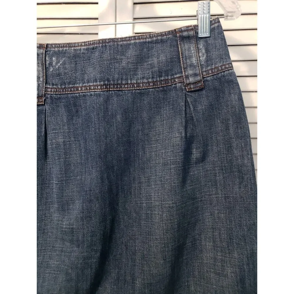 Assembly‎ Distressed Demin Skirt Women's US 4 Medium Wash Vintage Blue Buttons